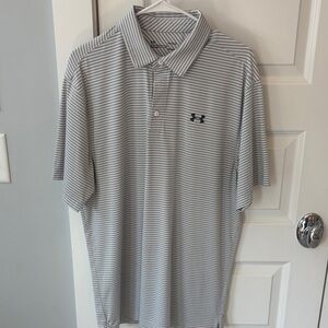 Under Armour Men's Polo Shirt - Gray Stripes